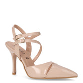 Decolletè slingback in ecopelle vernice con tacco nude | Boscaini Scarpe
