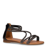 Sandalo in ecopelle con strass nero | Boscaini Scarpe