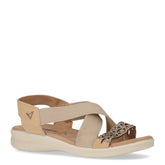 Sandalo in pelle e tessuto taupe | Boscaini Scarpe
