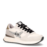 Starlight Glitter Logo sneaker in pelle e tessuto bianco panna grigio - Sneakers Donna | Boscaini Scarpe