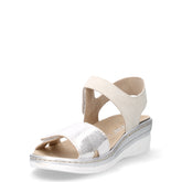 Sandalo in ecopelle con zeppa beige argento | Boscaini Scarpe
