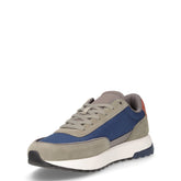 Low Top Lace Up Repreve Mix sneaker in pelle e tessuto fumo oliva blu | Boscaini Scarpe