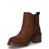 Stivaletto in tessuto scamosciato con tacco taupe | Boscaini Scarpe
