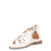 Sandalo con borchie e zip white | Boscaini Scarpe