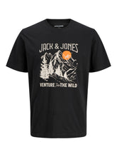 T-shirt con stampa montagna in cotone nero | Boscaini Scarpe