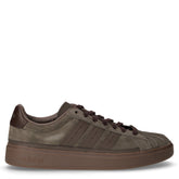 Sneaker in pelle scamosciata e ecopelle con tre strisce laterali marrone | Boscaini Scarpe