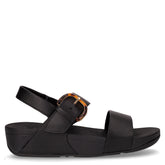 Sandalo con zeppa in pelle e gomma nero | Boscaini Scarpe