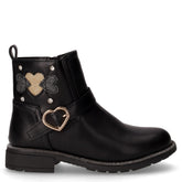 Stivaletto in ecopelle con cuori bambina nero | Boscaini Scarpe