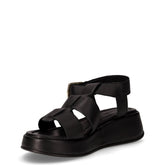 Sandalo in pelle con zeppa nero | Boscaini Scarpe