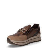 Sneaker slip-on in pelle con zeppa rame fango | Boscaini Scarpe