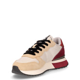 Starlight Glitter Logo sneaker in pelle e tessuto beige bordeaux | Boscaini Scarpe