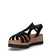 Sandalo con zeppa in tessuto nero | Boscaini Scarpe