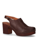 Zoccolo slingback in pelle con tacco ebano | Boscaini Scarpe