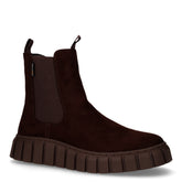 Stivaletto in tessuto scamosciato con zip marrone | Boscaini Scarpe