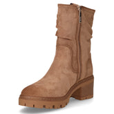 Stivaletto in tessuto scamosciato con tacco beige | Boscaini Scarpe
