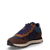 Tom 2.0 mid sneaker in pelle, ecopelle e tessuto blu e marrone | Boscaini Scarpe