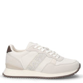 Sneaker in tessuto ed ecopelle bianco beige | Boscaini Scarpe