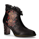 Tronchetto in pelle con decoro floreale nero | Boscaini Scarpe