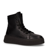 Stivaletto stringato in pelle con zip nero | Boscaini Scarpe