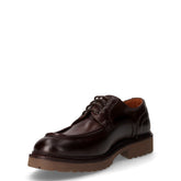 Stringata in pelle con suola carrarmato cioccolato | Boscaini Scarpe