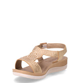 Sandalo in ecopelle con strass sabbia oro | Boscaini Scarpe