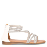 Sandalo con strass e zip white | Boscaini Scarpe