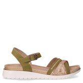 Sandalo in ecopelle con fasce incrociate verde oro | Boscaini Scarpe