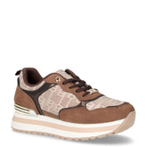 Sneaker in ecopelle e tessuto con platform marrone - Sneakers Donna | Boscaini Scarpe