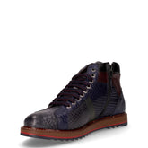 Stivaletto stringato con zip laterale in pelle comb marrone bordeaux | Boscaini Scarpe