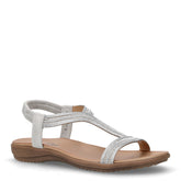 Sandalo in ecopelle con strass argento | Boscaini Scarpe