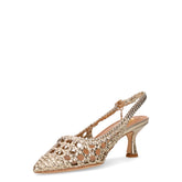 Slingback con tacco in ecopelle a punta oro | Boscaini Scarpe