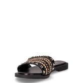 Ciabatta in rafia ed ecopelle nero | Boscaini Scarpe