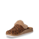 Ciabatta in tessuto con ecopelliccia naturale leopardato | Boscaini Scarpe