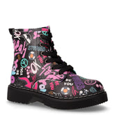 Anfibio in ecopelle stampa graffiti bambina nero multicolor | Boscaini Scarpe