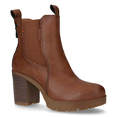 Tronchetto in ecopelle con zip cammello | Boscaini Scarpe