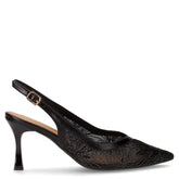 Slingback in tessuto con tacco nero | Boscaini Scarpe