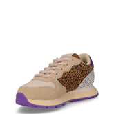 Ally Winter sneaker in pelle e tessuto bianco panna | Boscaini Scarpe