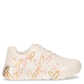 Uno lite metallic love sneaker in ecopelle neutro | Boscaini Scarpe