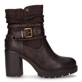 Tronchetto in ecopelle con cinturini decorativi marrone | Boscaini Scarpe