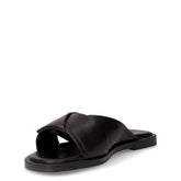 Ciabatta in pelle con fasce incrociate nero | Boscaini Scarpe