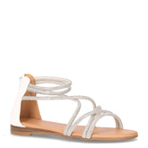 Sandalo con strass e zip white | Boscaini Scarpe