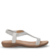 Sandalo in ecopelle con strass argento | Boscaini Scarpe