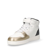New emberlix girl sneaker in ecopelle e tessuto bambina bianco e oro | Boscaini Scarpe