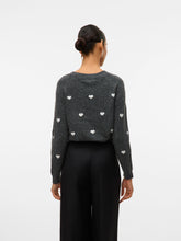 Maglione girocollo in maglia con cuori grigio scuro | Boscaini Scarpe