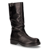 Stivale biker in pelle stropicciata nero | Boscaini Scarpe