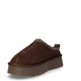 Stivaletto caldo in tessuto con platform marrone scuro | Boscaini Scarpe