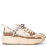 Groove Mesh sneaker in tessuto e pelle bianco marrone leopardato | Boscaini Scarpe
