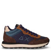 Tom 2.0 mid sneaker in pelle, ecopelle e tessuto blu e marrone | Boscaini Scarpe