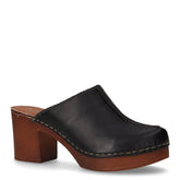 Zoccolo in pelle con tacco nero | Boscaini Scarpe