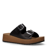 Ciabatta con zeppa in ecopelle nero | Boscaini Scarpe